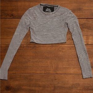Marc Jacobs Striped Long Sleeve Crop Top
